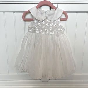 LIKE New- worn once! Bonnie Baby White Dress with Flower Embellishments, 12 mos
